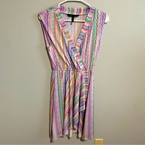 BCBG Max Azria Colorful Asymmetrical Midi Dress-XS